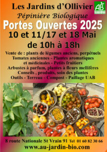 Affiche des portes ouvertes de la pépinière biologique en Ile de France